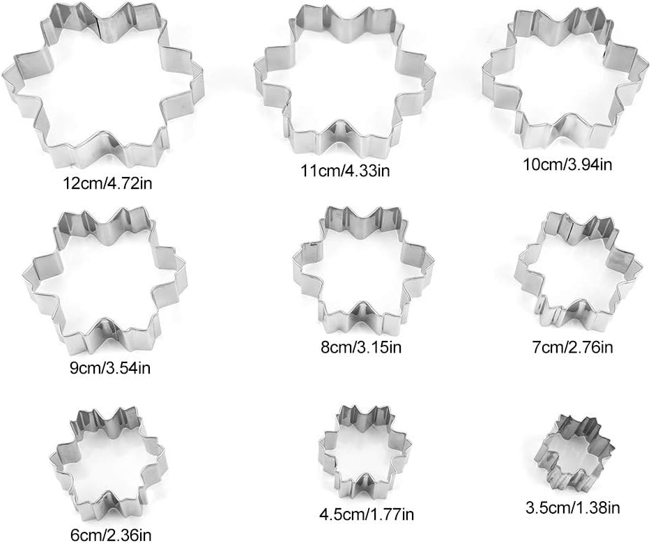 My Kitchen Addiction - Snowflake/tree Cookie Cutter - 9 Stainless Steel Pcs