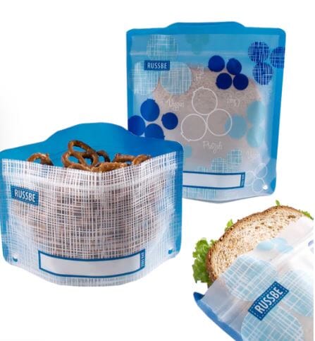 Russbe Snack/sandwich Bags S/4 - Blueberry Linen Food Wrap Storage The Cooks Kitchen 