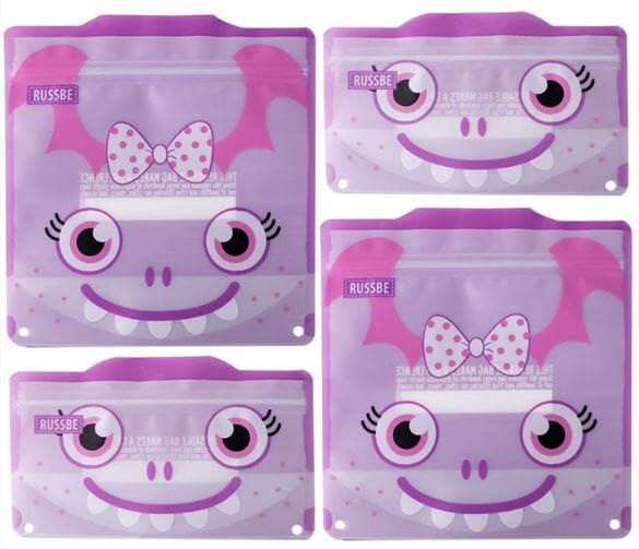 Russbe Snack And Sandwich Bags S/4 - Purple Monster Food Wrap Storage The Cooks Kitchen 