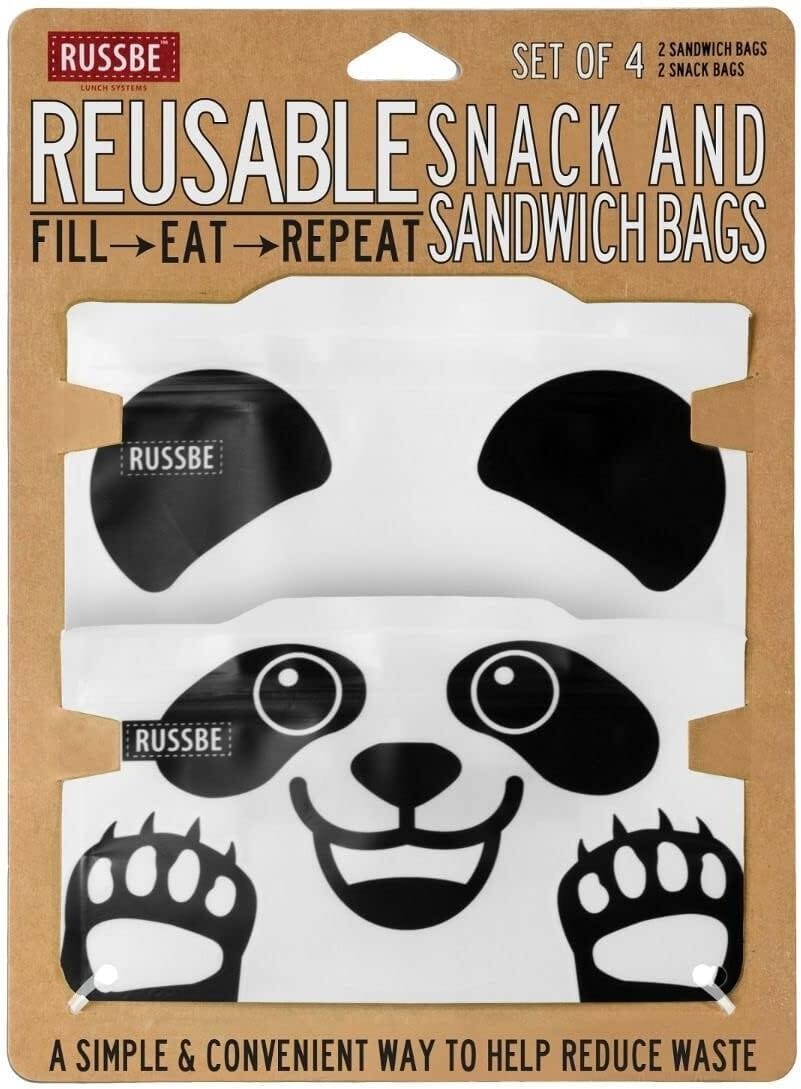 Snack/sandwich Bags Set Of 4 - Panda Food Wrap Storage The Cooks Kitchen 