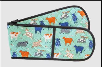 Allgifts Australia Double Oven Gloves - Green Cows