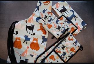 Allgifts Australia Double Oven Glove - Colourful Cats Mitts & Gloves The Cooks Kitchen 