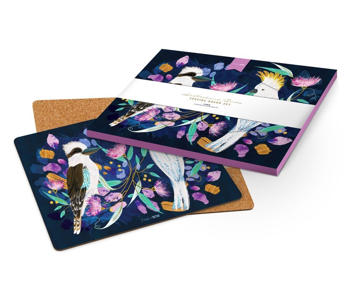 Diesel & Dutch - Australian Birds Serving Board Set - Set Of 2 Placemats & Coasters The Cooks Kitchen 