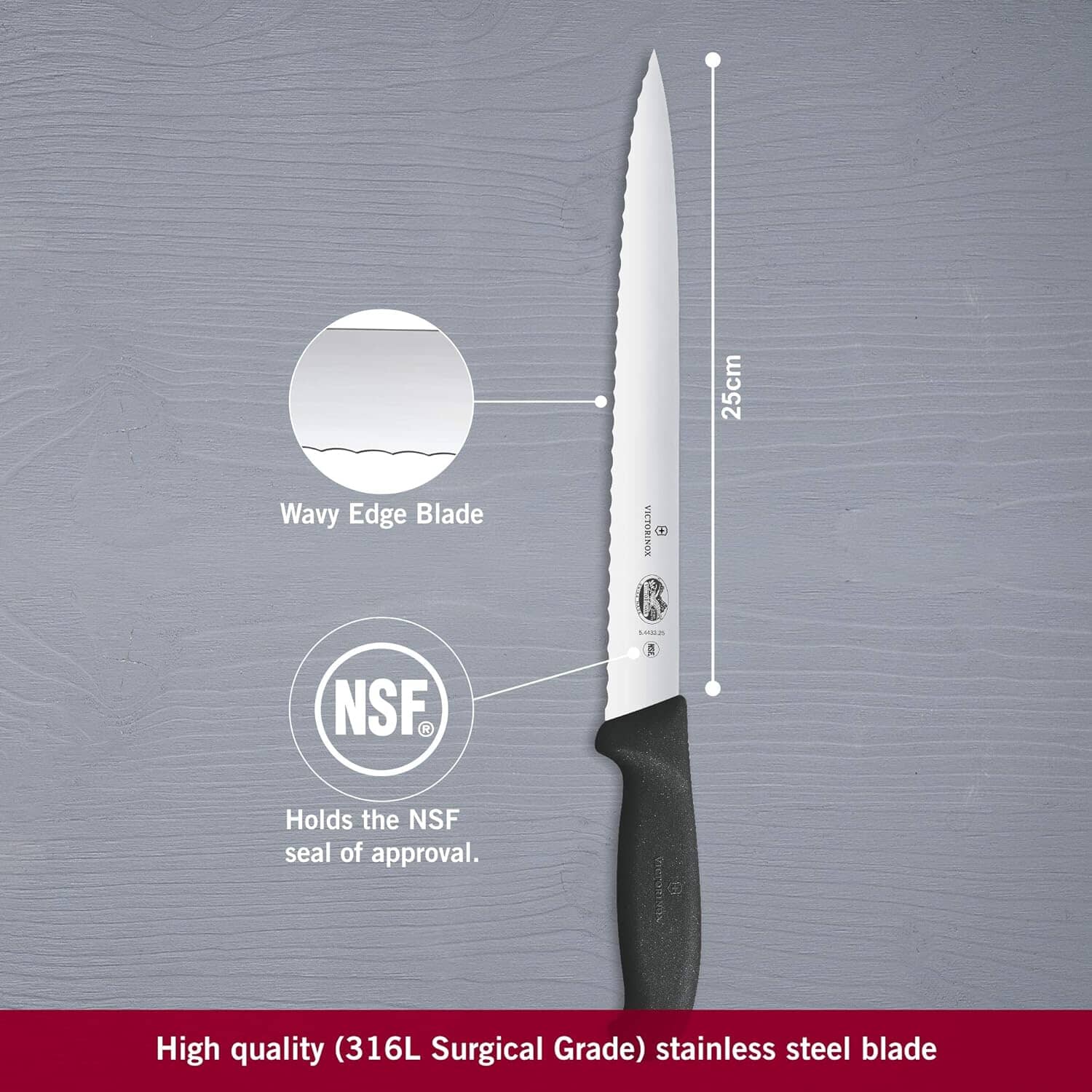 Victorinox Slicing 25cm Ptd Wavy