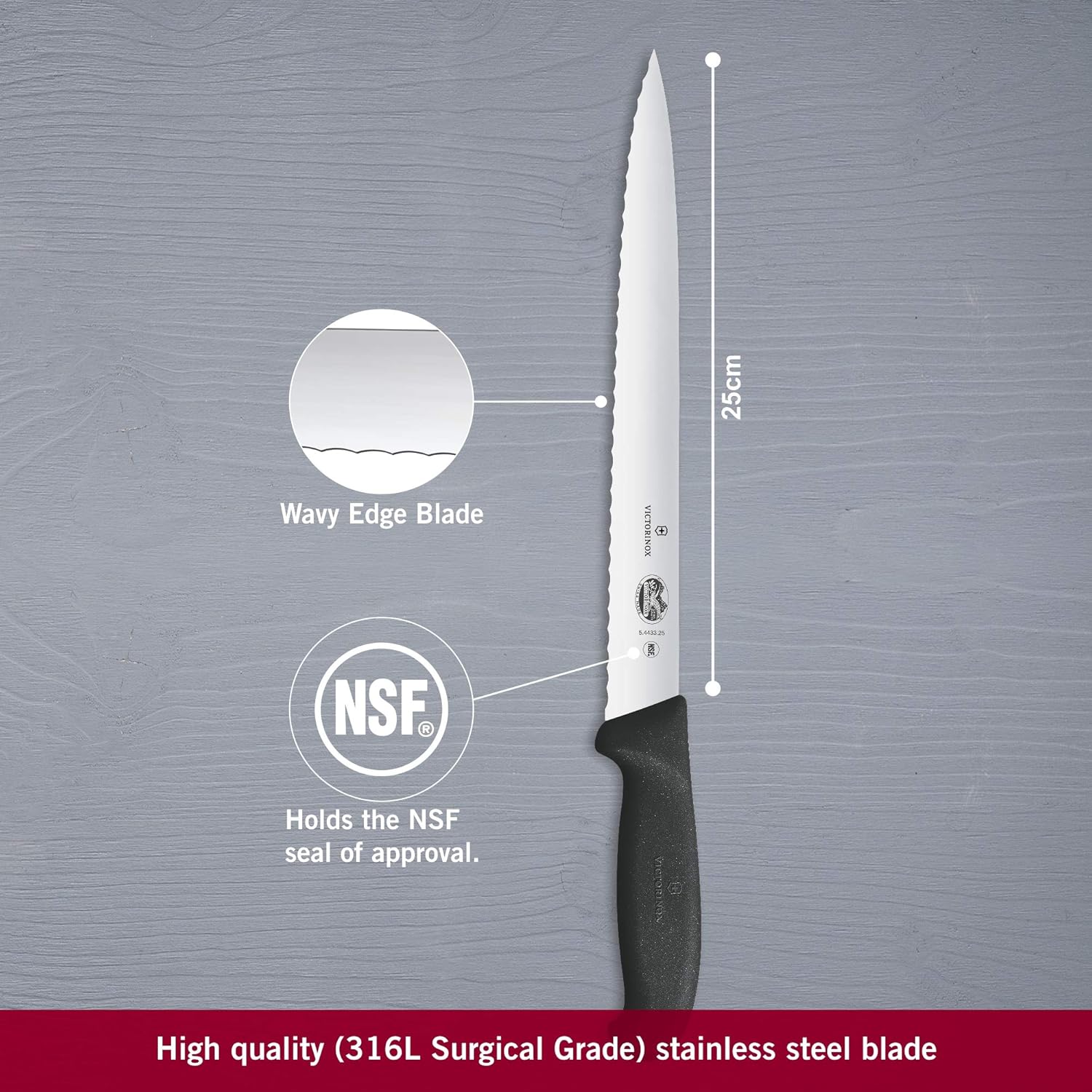 Victorinox Slicing 25cm Ptd Wavy