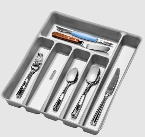 Madesmart 6 Compartment Cutlery Tray - Soft Grey