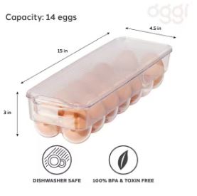 Oggi Stackable Covered Egg Holder 14 Egg Tray