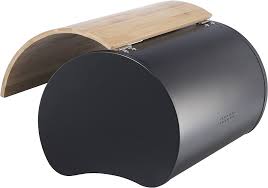 Oggi S/s Bread Bin W/ Bamboo Lid - Black