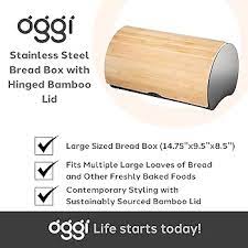 Oggi S/s Bread Bin W/ Bamboo Lid - Black