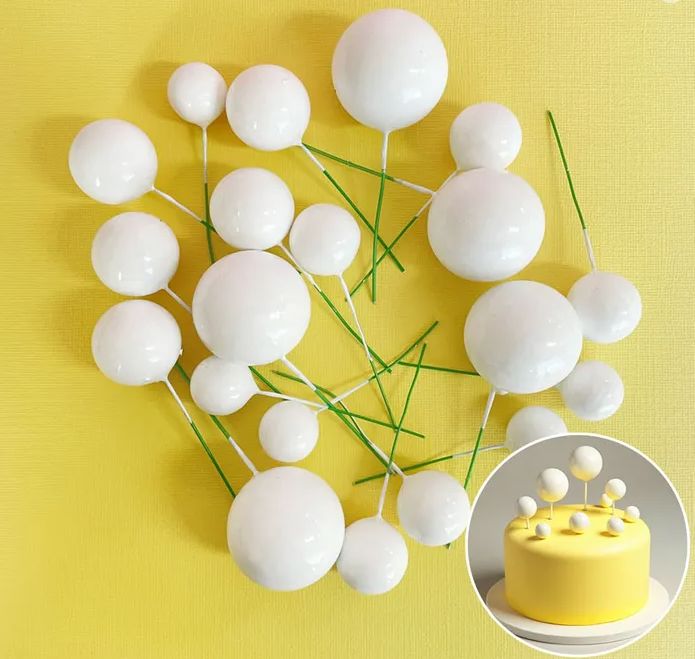 Iconic Cake Art White Ball Topper 20pc Cake Toppers The Cooks Kitchen 