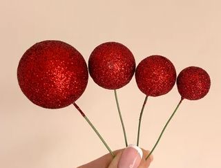 Iconic Cake Art Glitter Red Ball Topper 20pc Cake Toppers The Cooks Kitchen 