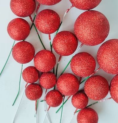 Iconic Cake Art Glitter Red Ball Topper 20pc Cake Toppers The Cooks Kitchen 