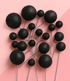 Iconic Cake Art Glitter Black Ball Topper 20pc