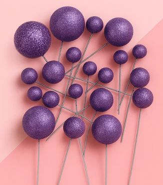 Iconic Cake Art Glitter Purple Ball Topper 20pc Cake Toppers The Cooks Kitchen 