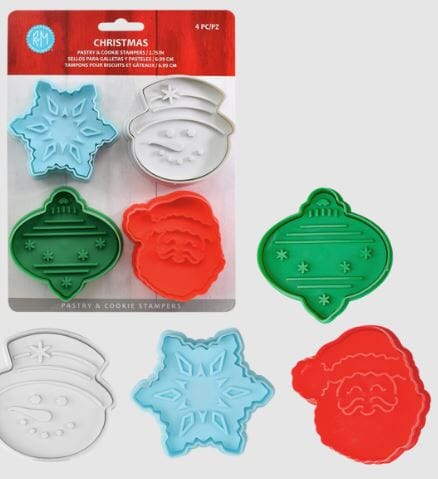 Christmas 3d Cookie Stamper Set Of 4 Cookie Cutters The Cooks Kitchen 