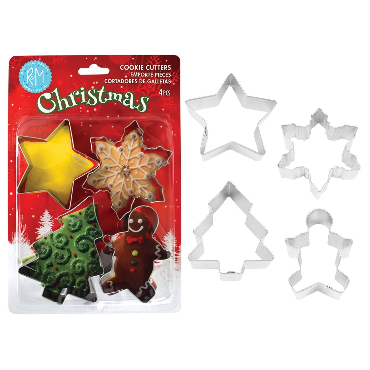 R&m Christmas Stainless Steel Cookie Cutter Set Of 4