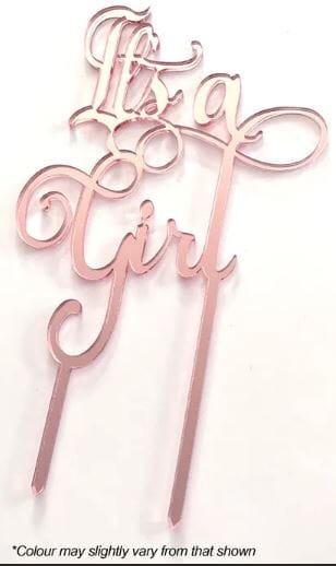 Cake Craft It's A Girl Rose Gold Mirror Acrylic Cake Topper Acrylic Cake Toppers The Cooks Kitchen 