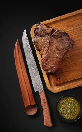 Tramontina Churrasco Nomade 25cm Butcher Knife With Wood Handle And Vegan Leather Pouch 