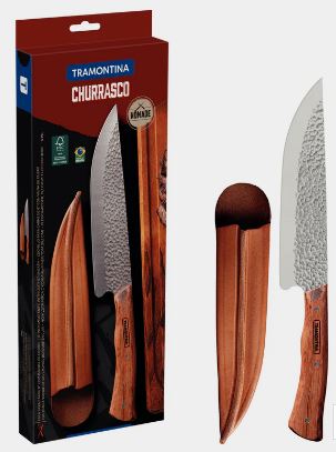 Tramontina Churrasco Nomade Meat Knife With Leather Sheath/ Real Woodhandle 20cm