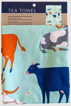Allgifts Australia Tea Towels - Green Cows Tea Towels The Cooks Kitchen 