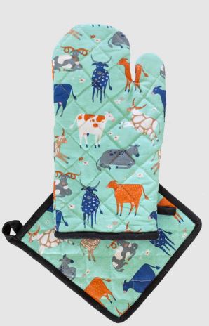 Allgifts Australia Oven Glove & Pot Holder - Colourful Cats