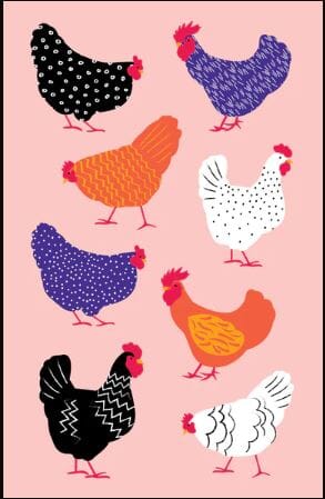 Allgifts Australia Tea Towel - Bright Hens Tea Towels The Cooks Kitchen 