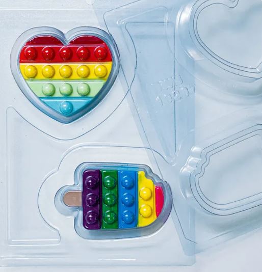Bwb - 3pc Chocolate Mold - Ice Cream And Heart Pop It