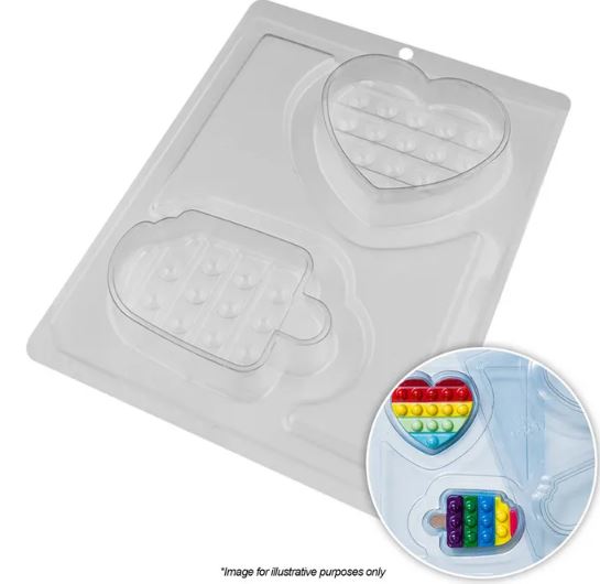 Bwb - 3pc Chocolate Mold - Ice Cream And Heart Pop It