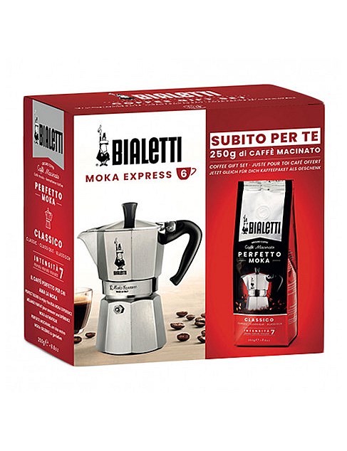 Bialetti Venus 6 Cup Espresso Maker + Tasting Set (2x250g Perfetto Moka)