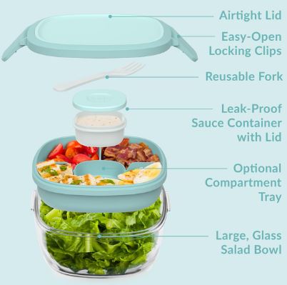 Bentgo Glass All-in-one Salad Container 