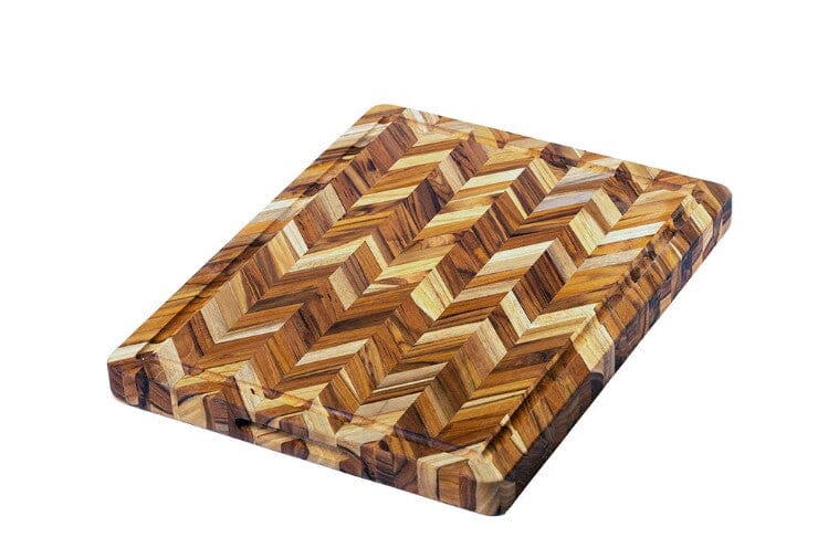 Teakhaus Herringbone Rectangle Cutting Board W/hand Grips + Juice Canal 51x41x3.8cm Chopping Boards & Surface Savers The Cooks Kitchen 