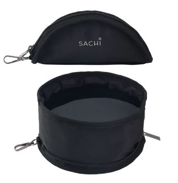 Sachi Pupbowl Portable Folding Dog Bowl - Black