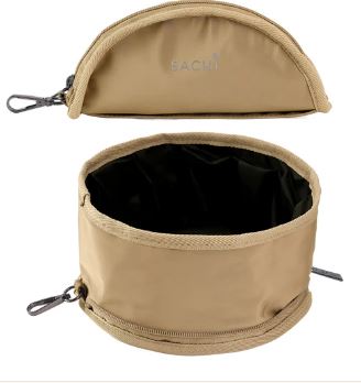 Sachi Pupbowl Portable Folding Dog Bowl - Latte