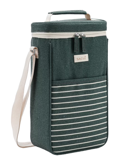 Sachi Tow Bottle Insulated Wine Cooler Dark Green