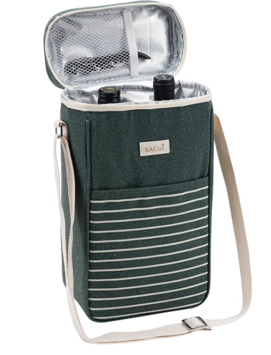 Sachi Tow Bottle Insulated Wine Cooler Dark Green