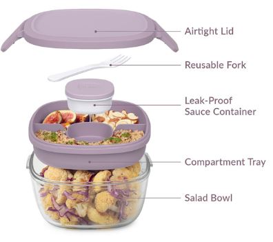 Bentgo Glass Leak-proof Salad Container, Lavender