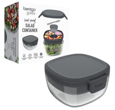 Bentgo All-in-one Glass Salad Container - Dark Grey Lunch Boxes The Cooks Kitchen 
