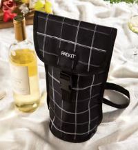 Packit Freezable Napa Wine Bag Grid Size 13x19.5x33cm In Black 