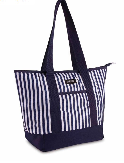 Packtit Freezable 12 Can Cooler Tote 10l Seaside Stripe