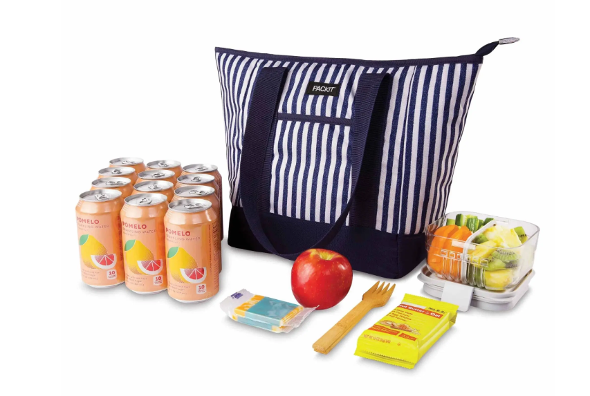 Packtit Freezable 12 Can Cooler Tote 10l Seaside Stripe