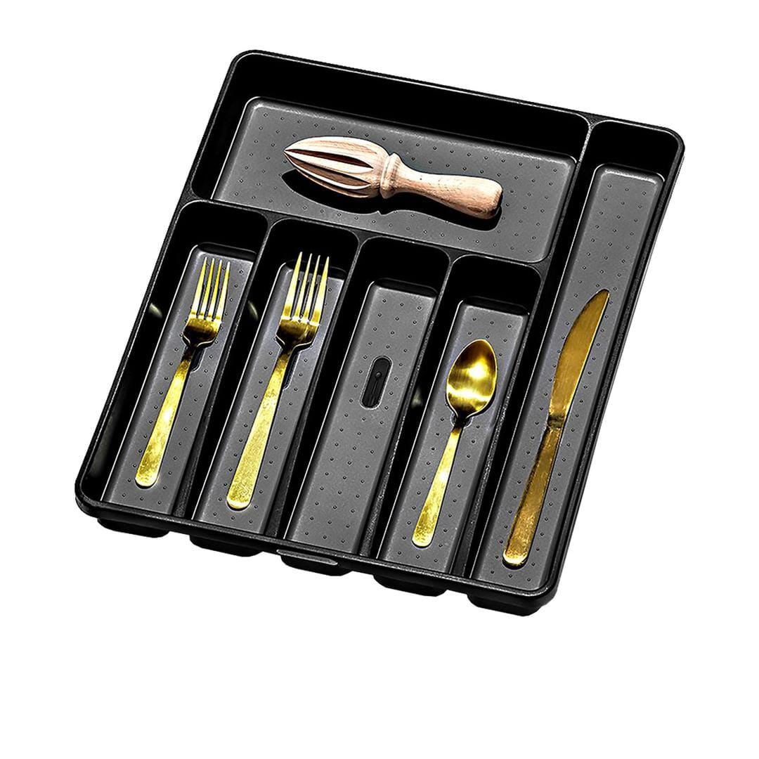Madesmart 6 Compartment Cutlery Tray - Carbon Cutlery & Utensil Storage The Cooks Kitchen 