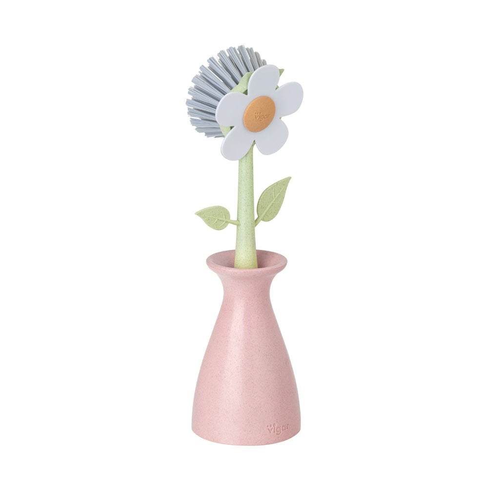 Vigar Florganic Dish Brush With Pink Vase 