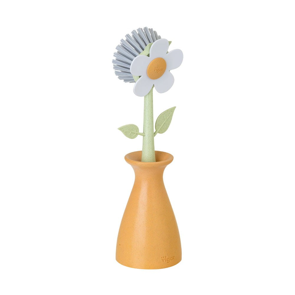 Vigar Florganic Dish Brush With Orange Vase