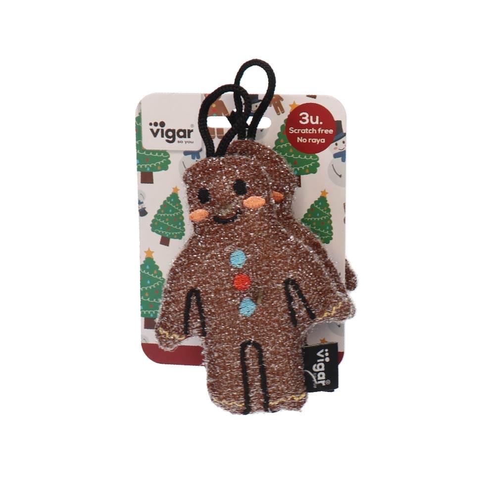 Vigar Gingerbread Man Scrubber Sponge Pack - 3pk