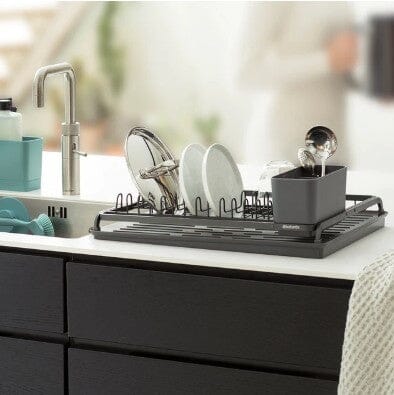 Brabantia Dish Drying Rack - Dark Grey - Bonus Cleaning Pads Dish Racks & Drainers The Cooks Kitchen 