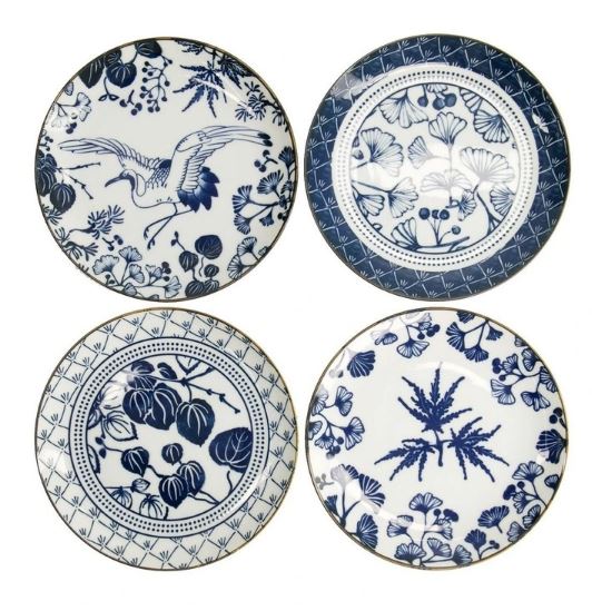 Tokyo Deisign Studio Flora Japonica Mixed Plate Giftset 4 Piece 20cm In Multi