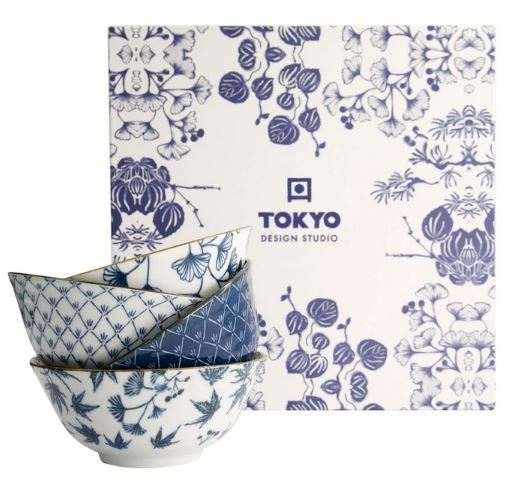 Tokyo Design Studio Flora Japonica Mixed Tayo Bowl Giftset 4 Piece In Multi