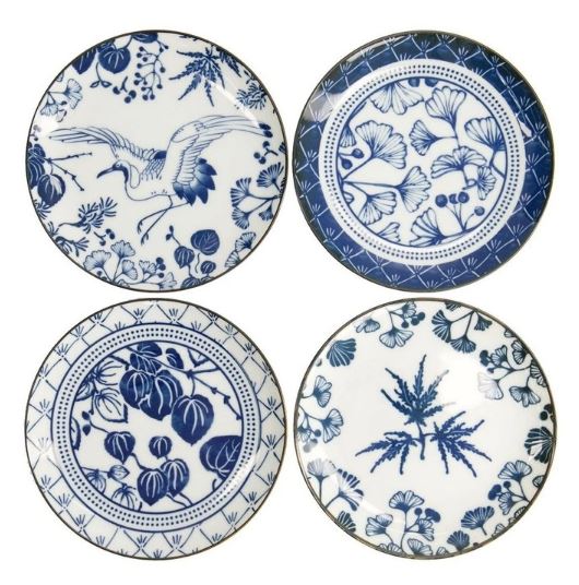 Tokyo Design Studio Flora Japonica Mixed Plate Giftset 4 Piece 16cm In Multi