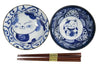 Tokyo Design Studio Neko Bowl 2pc Set With Chopsticks - Swirl Cat