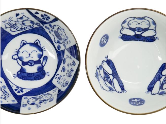 Tokyo Design Studio Kawaii Neko Bowl Set Of 3 With Chopsticks  - White Cat